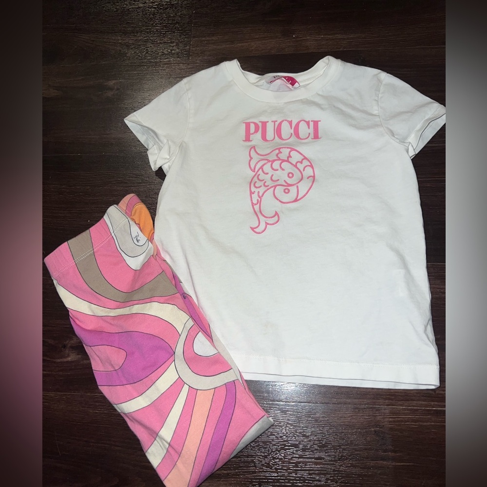Emilio Pucci White & Pink Kids Matching Set